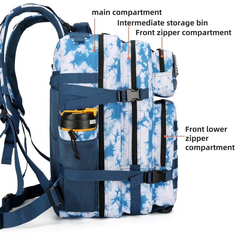 Lovelinks21 45L Tactical Assault Backpack 3 day assault pack with Molle Waterproof backpack Rucksack for Tactical Backpacks (Blue coral) - Image 5